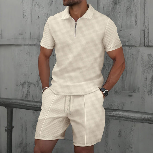 Ensemble Riviera – Polo Zippé Texturé & Short