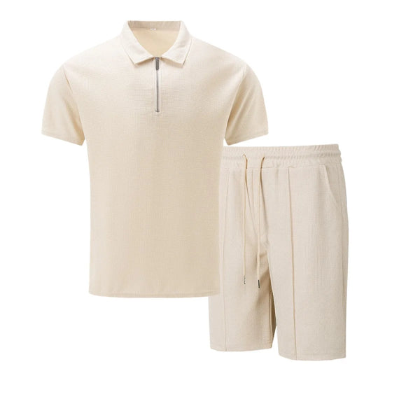 Ensemble Riviera – Polo Zippé Texturé & Short