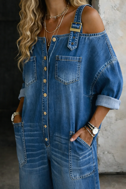 Combinaison Denim Épaules Dénudées - Sophia