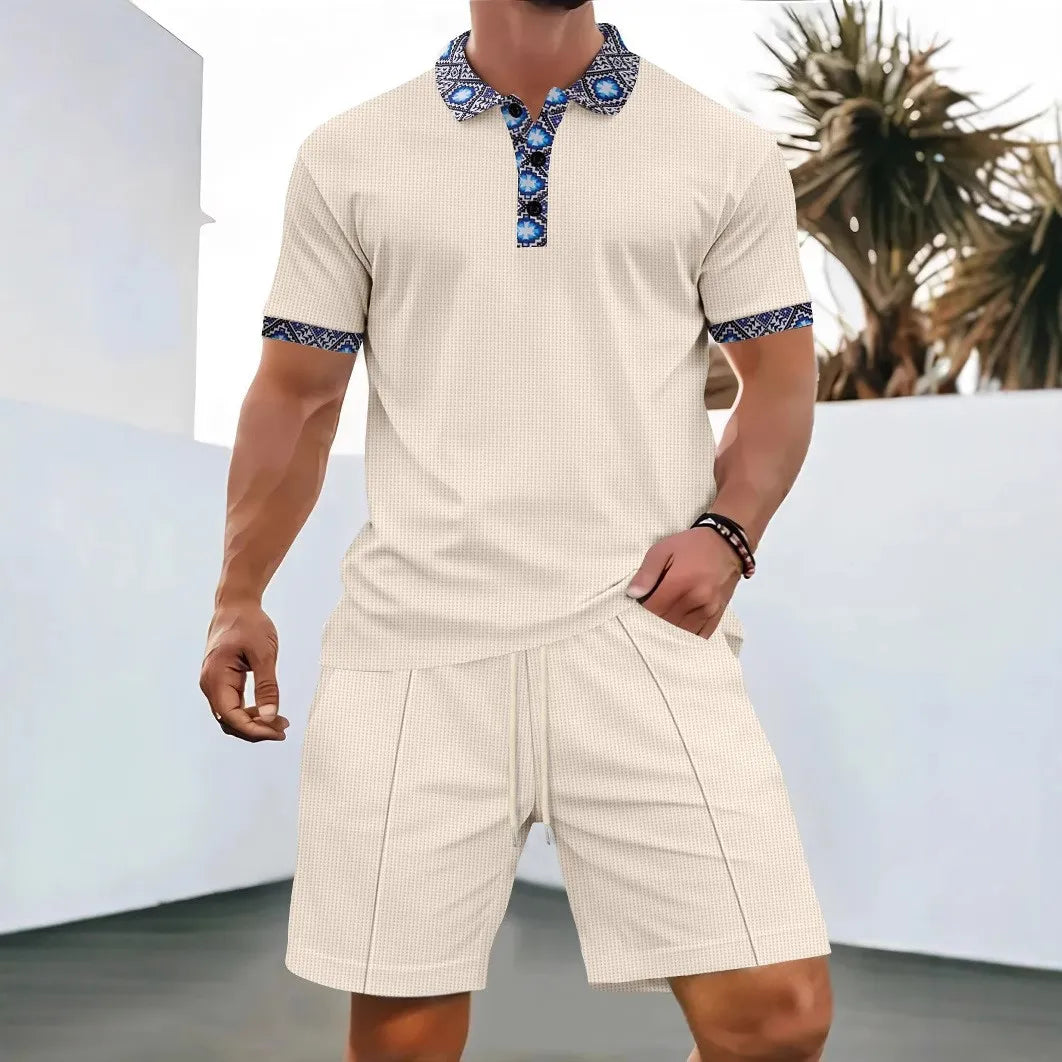 Ensemble Riviera – Polo zippé texturé et short