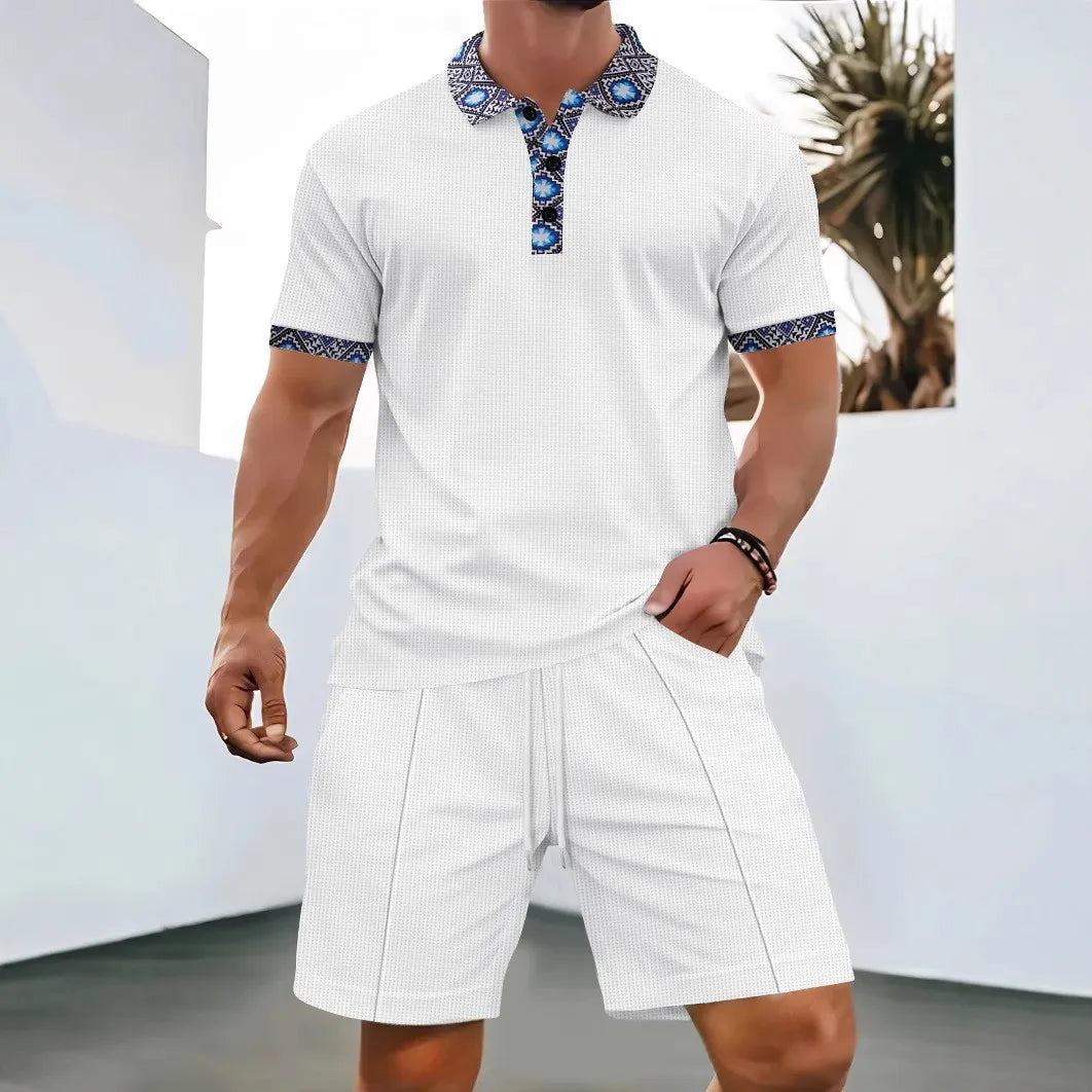 Ensemble Riviera – Polo zippé texturé et short